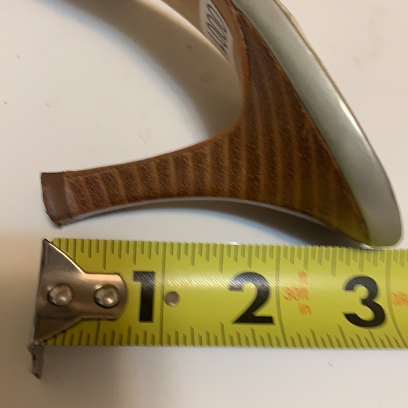 NORDSTROM Leather SLIP ON POINTY TOE HEELS SHOES GREEN Size 6 HEEL MULE - Picture 8 of 9